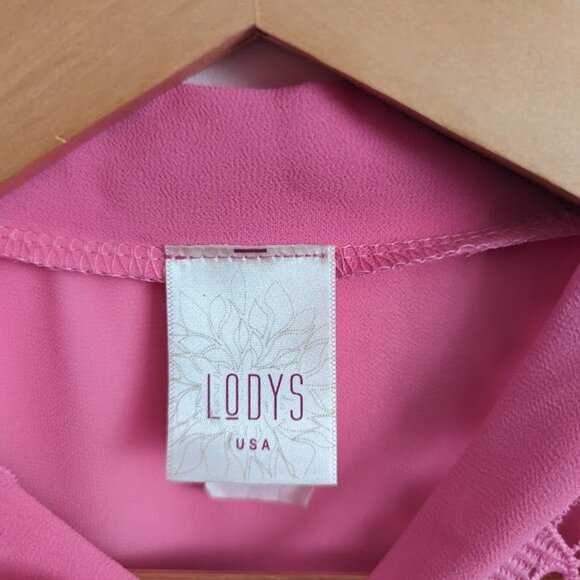 Lodys Pink Chiffon Tie Neck with Floral Lace Top - Picture 5 of 12